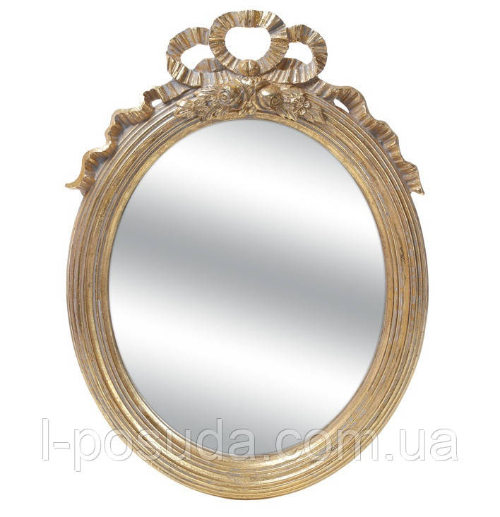 Овальне настінне дзеркало в золотистій рамі 35*47 см Бароко стиль, полістоун