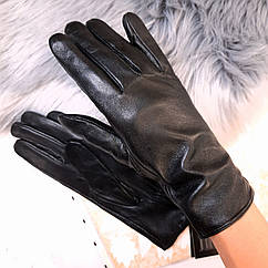 Рукавички жіночі зимові на підкладці утеплені чорні теплі тонкі з хутром розмір 8,5