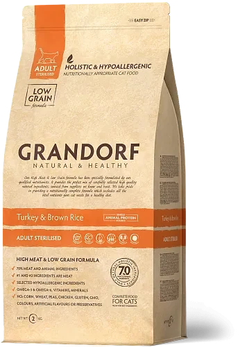 Grandorf (Грандорф) Turkey & Rice Adult Sterilized сухий корм для стерилізованих кішок з індичкою, 6 кг
