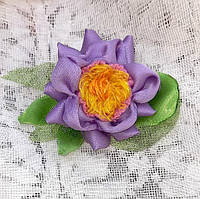 Текстильна брошка "Квітка Лотоса" діаметр 6-7 см