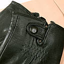 Рукавички чоловічі шкіряні зимові на підкладці утеплені чорні теплі тонкі з хутром, фото 4