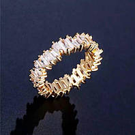 Жіноче кільце з камінням доріжка біжутерія 17 Золотисте ( код: k009yw-17 )