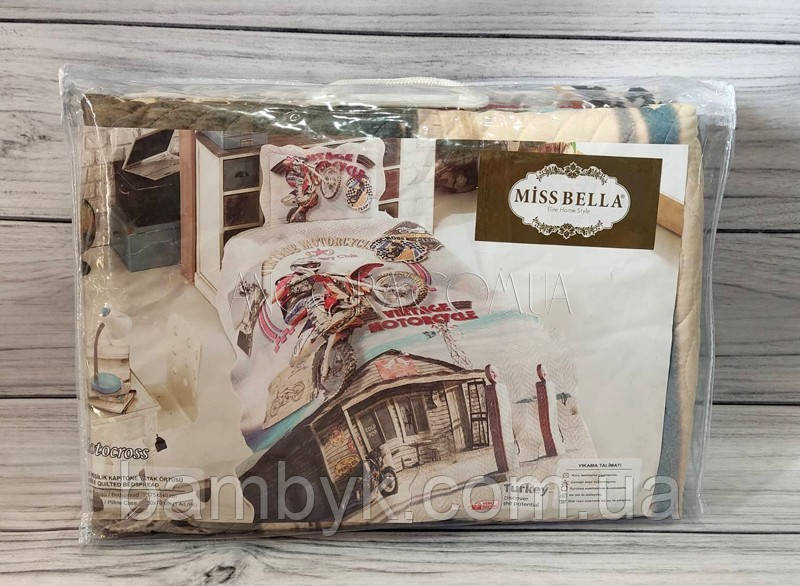 Покривало Дитяче 175x240 З Наволочкою 3D Стегане Одностороннє Miss Bella Туреччина Motocross