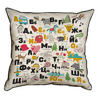 Подушка з мішковини Абетка 45x45 см (45PHB_22S005)