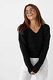 Короткий в'язаний пуловер — чорний колір, S (є розміри), фото 6