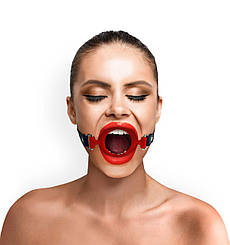 Капелюх-розширювач силіконове кільце Art of Sex — Gag ring, червоний, натуральна шкіра, Київ