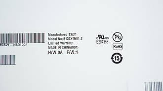 Матриця 13.3 B133XTN01.2 (1366*768, 30pin(eDP), LED, SLIM(вертикальні вушки), глянцева, роз'єм праворуч знизу) для ноутбука
