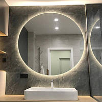 Круглое зеркало с фоновой LED подсветкой в ванную