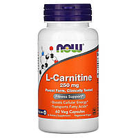 L- Карнитин, L-Carnitine, Now Foods, 250 мг, 60 вегетарианских капсул