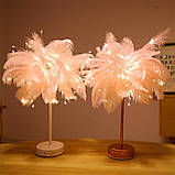 Настільна лампа RESTEQ з пір`ям страуса та пультом дистанційного керування 48 см, фото 9