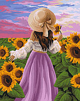 Картина за номерами Люди Леді у соняшниках Розмальовка для малювання у цифрах Красива дівчина BrushMe BS51571