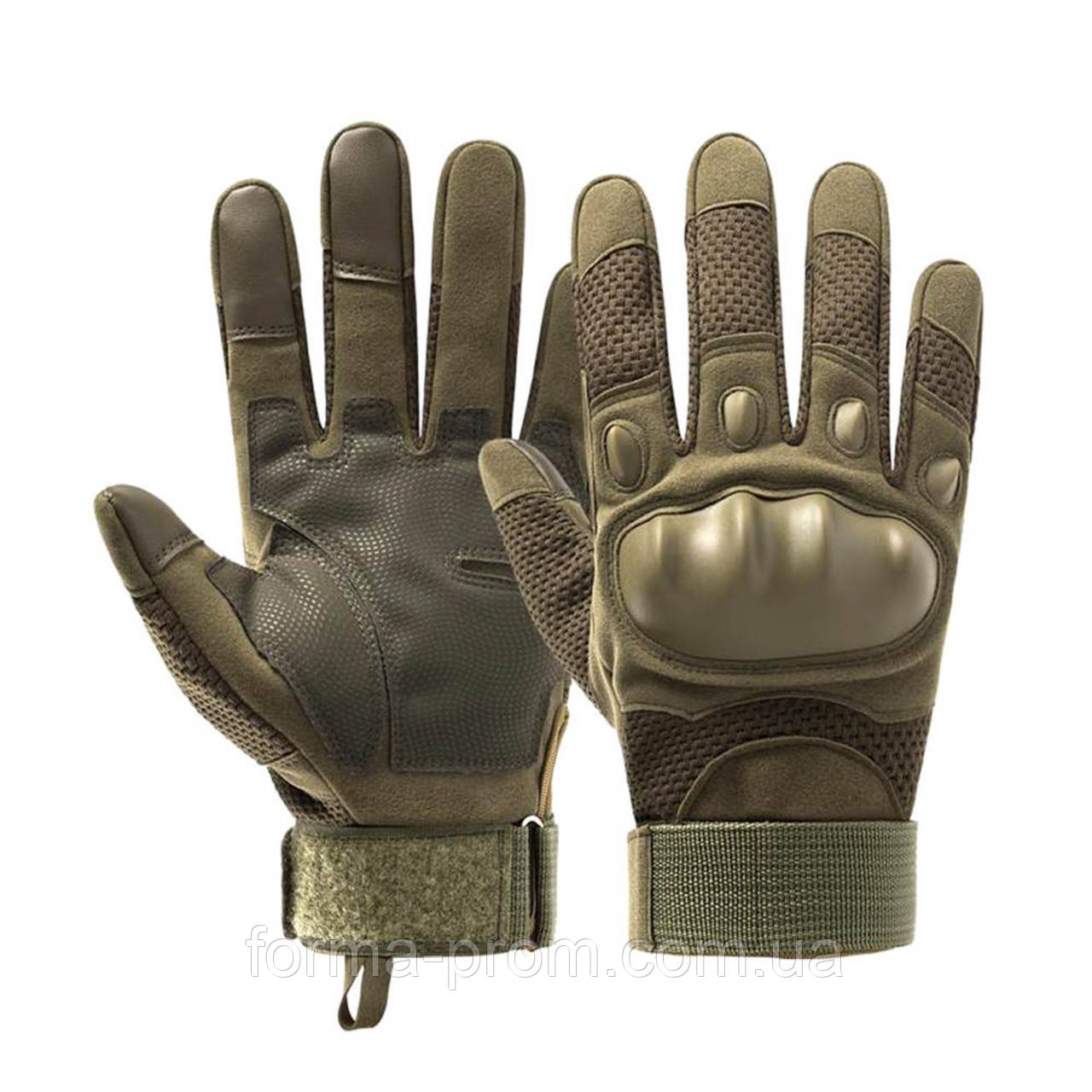 Тактичні рукавички зі пальцями олива з кісточками