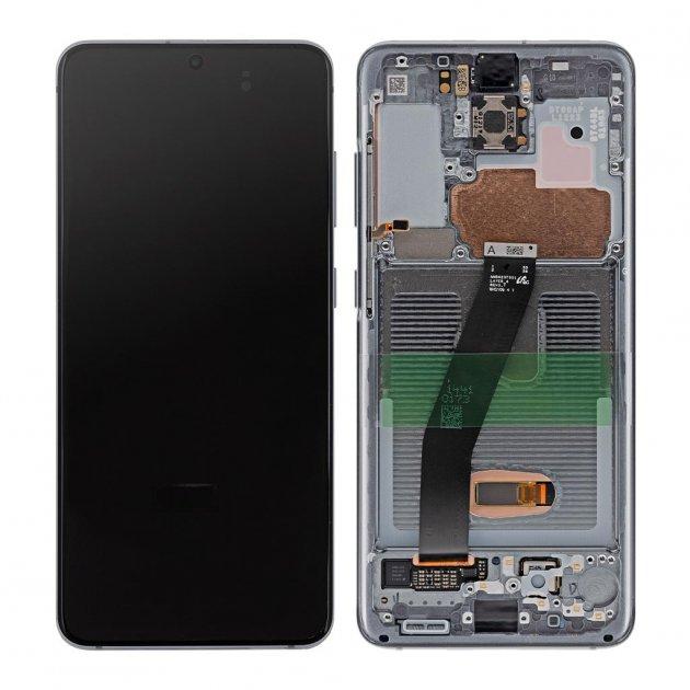 Дисплей для Samsung G980 Galaxy S20 Cosmic Grey | GH82-22131A з сенсорним склом в рамці (Сірий) Оригінал Китай