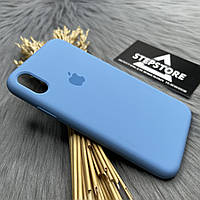 Чехол Silicone case Full для iPhone X (10) / Xs (10s) с закрытым низом микрофиброй силикон черный 16. Cornflower