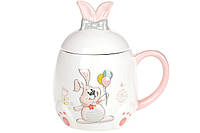 Кружка керамическая 450мл с объемным рисунком Веселый кролик (DM138-E)