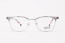 Оправа для окулярів для зору у стилі Ray-Ban Clubmaster. Зверху пластикова, внизу металева. Сіро-срібна, фото 2
