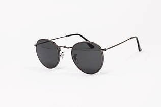 Круглі сонцезахисні окуляри З ДІОПТРІЯМИ ДЛЯ ЗОРУ у стилі Ray-Ban у темно-сірій оправі з темно-сірою лінзою