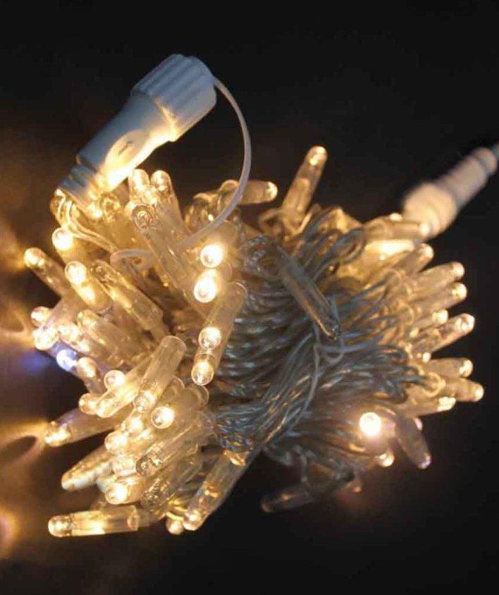 Гірлянда вулична 200LED, 10 метрів, прозорий каучук 2,2 мм, Теплий Білий колір