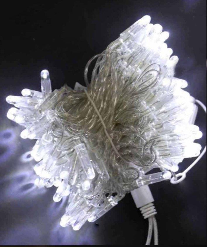 Гірлянда вулична 200LED, 10 метрів, прозорий каучук 2,2 мм, Білий колір