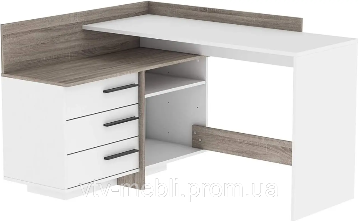 Компьютерный Стол Угловой Офисный с 3 Ящиками и Полками для Работы ...