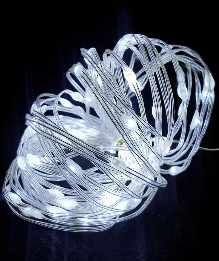 Гірлянда РОСА люкс нитка 100LED, 220 В, 10 метрів, Білий колір (велика лампочка)