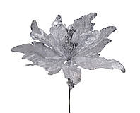 Цветок на стебле для новогоднего декора Jumi, пластик, 28 см, серебристый 4342