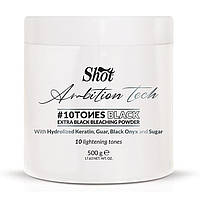 Освітлюючий чорний порошок 10 тонів Ambition Tech Bleaching powder Black 10 Tones Shot, 500 мл