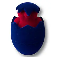 Футляр курчати круглий синій оксамит для ювелірних виробів під кільце сережки або кулон розмір 6,5Х4,5Х4,5 см