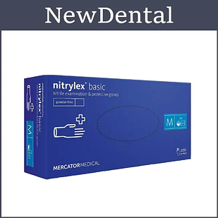 Рукавички нітрилові Nitrylex Basic "M" Сині - 100 шт/уп  Mercator Medical