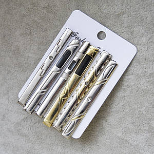 Набір затискачів для краватки срібло та золото з різними елементами неіржавка сталь Stainless Steel 6 штук