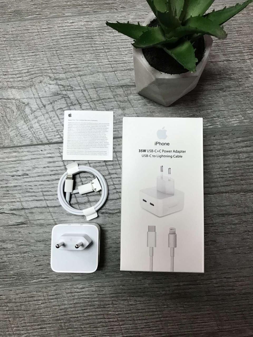 Быстрая Зарядка Apple iPhone 35W USB-C на 2 выхода + Кабель Type-C на ...
