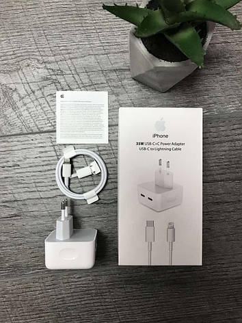 Швидка зарядка для iPhone 35W USB-C на 2 виходи + Кабель Type-C на Lightning, фото 1