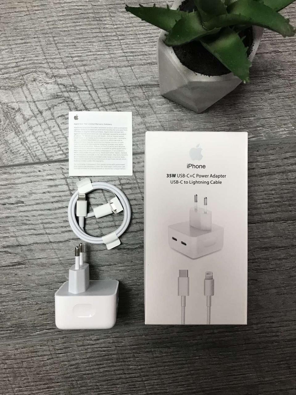 Быстрая Зарядка Apple iPhone 35W USB-C на 2 выхода + Кабель Type-C на ...