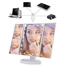 Бездротове косметичний потрійне дзеркало з підсвічуванням Magic MakeUp Mirror сенсорне, фото 3