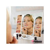 Бездротове косметичний потрійне дзеркало з підсвічуванням Magic MakeUp Mirror сенсорне, фото 5
