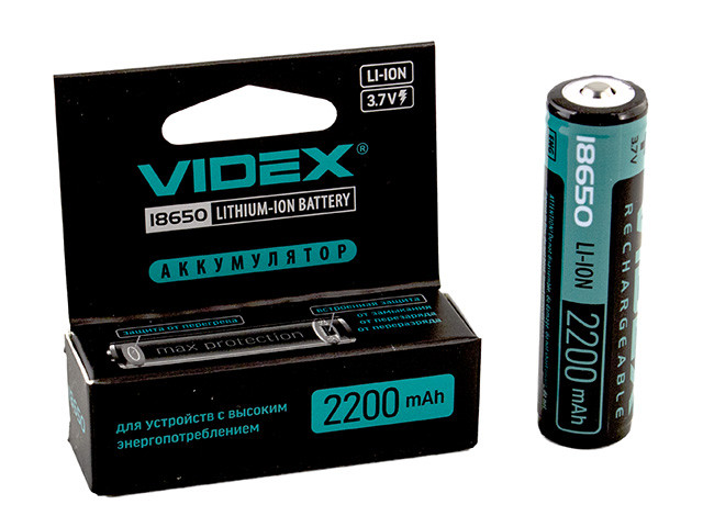 Акумулятор Videx Li-ion 18650-R,2200mAh,захист