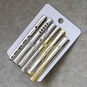 Набір затискачів для краватки срібло та золото з різними елементами неіржавка сталь Stainless Steel 6 штук