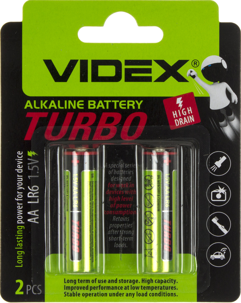 Батарейки Videx Turbo LR-06/блістер 2шт (10)(180)