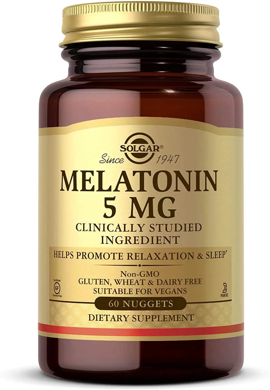 Мелатонін, Melatonin, Solgar, 5 мг, 60 таблеток (SOL-01936)