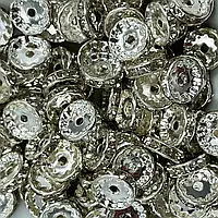 Намистини Finding Розділювачі для намистин ронделі Стрази сріблясті Метал сріблястий 12 мм х 4.2 мм 2.1 мм