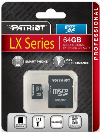 Карта пам`яті 64Gb Micro-SDHC(UHS-1) Patriot LX series (adapter) class10 №5581
