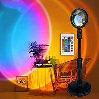 Проекционный RGB светильник с пультом на штативе USB проектор атмосферная лампа разноцветная Sunset Lamp