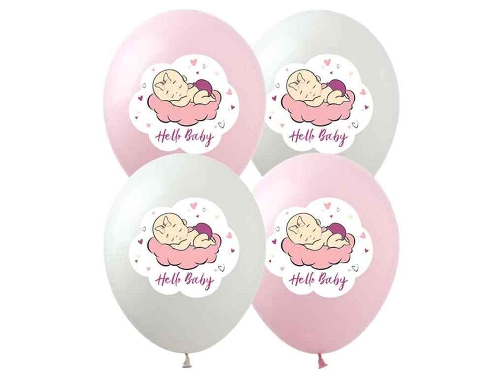 Кулька з гелієм латекс. 12"/30см "Hello, Baby" дівчинка 10шт №828474/Pelican/(1)