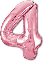 Кулька з гелієм фольгована 40"/102cм "Цифра-4""Slim" рожевий фламінго №755389/Agura/