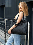 Велика чорна жіноча сумка шоппер з двома ручками матова еко-шкіра, фото 6