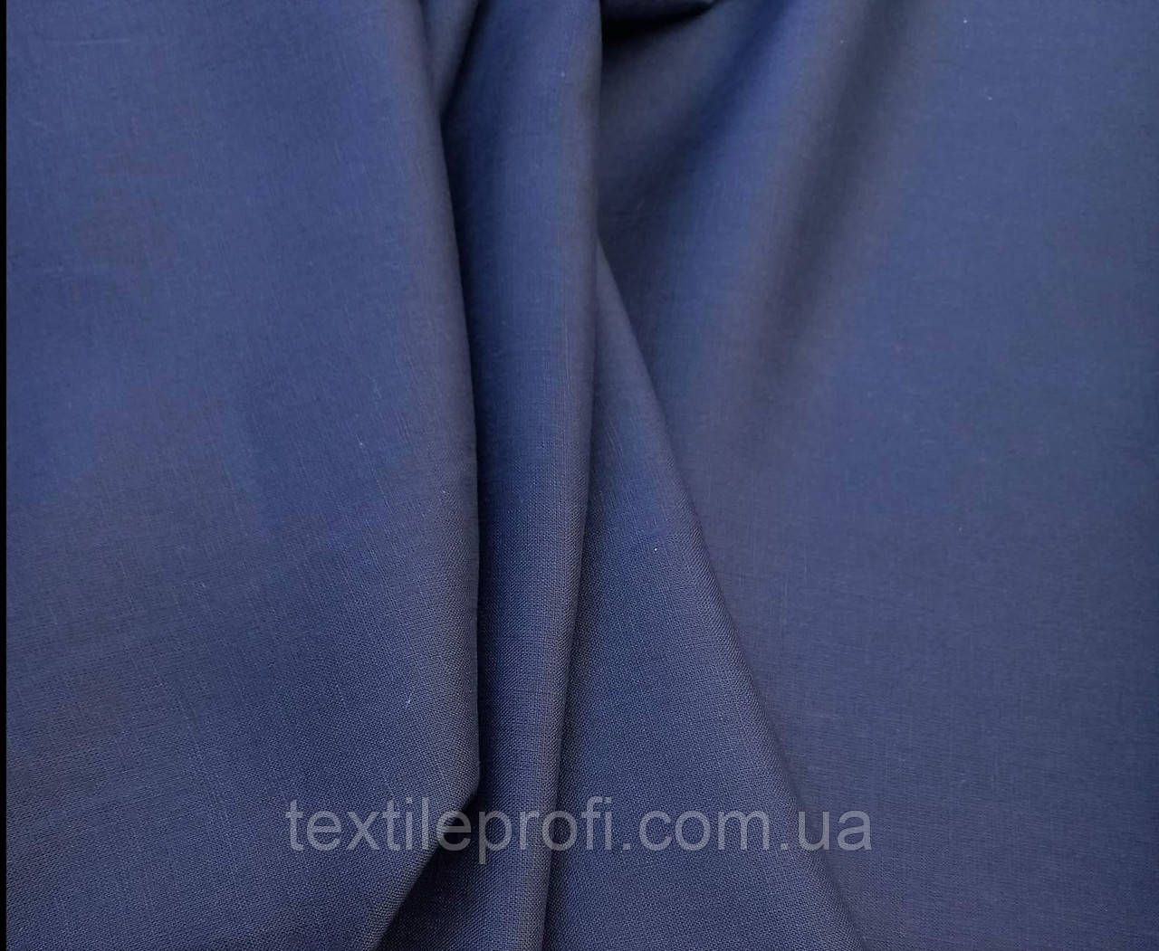 Льняна легка тканина синього кольору