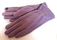 Сенсорные женские перчатки Fashion велюр/флис (М) Сиреневые (ПЕРЧ-219)