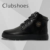 Мужские зимние ботинки Clubshoes натуральная кожа и мех, водонепроницаемые черные со шнуровкой FK Мех чер