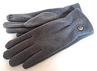 Сенсорные женские перчатки Fashion велюр/флис (М) Серые (ПЕРЧ-219/3)
