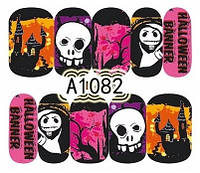 Слайдер дизайн, водные наклейки на ногти для маникюра A 1082 Хэллоуин